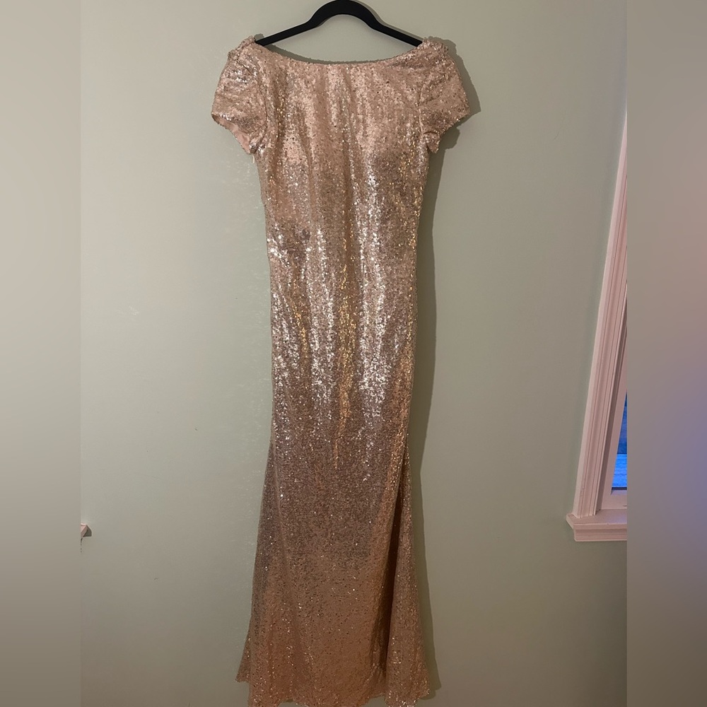 Gold sequin formal floor length dress